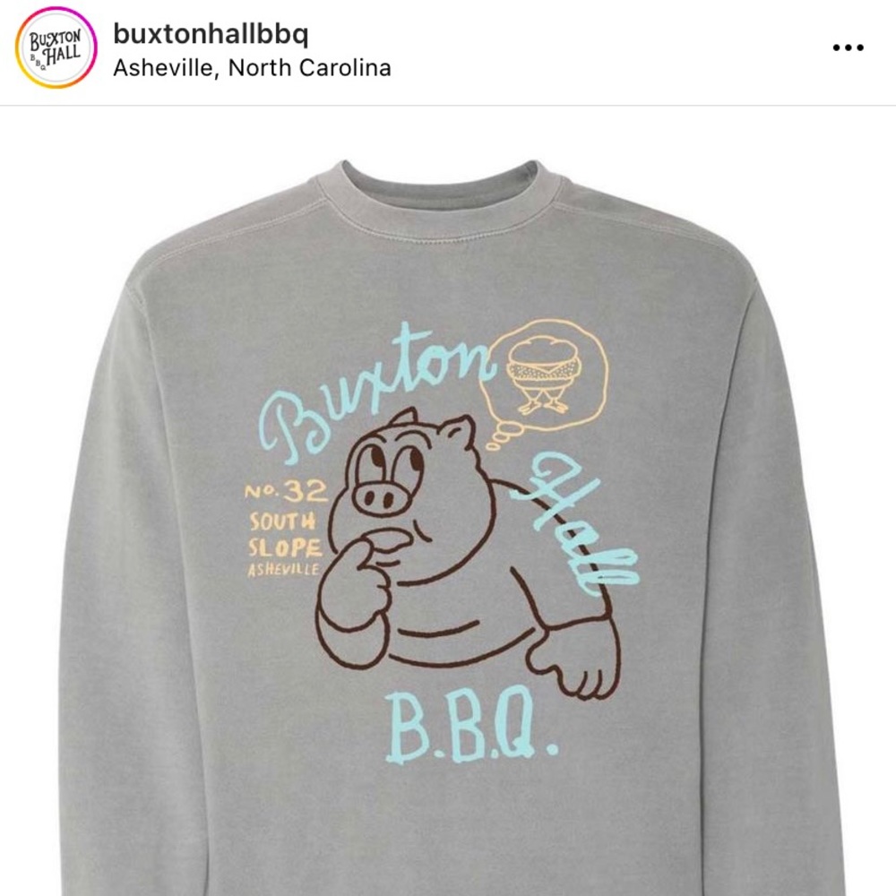 Buxton Hall BBQ Gray Sweatshirt - Asheville - Size Small